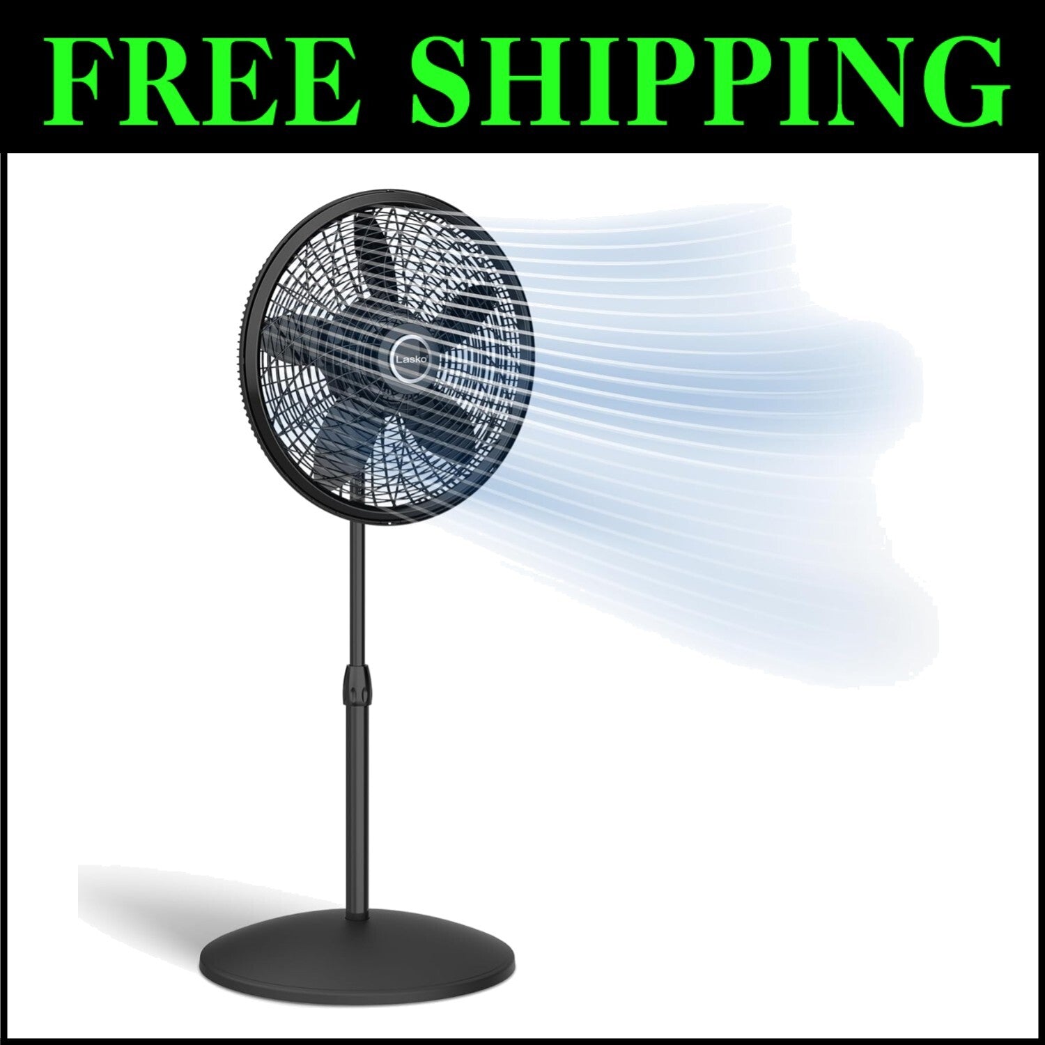Portable 3-Speed Pedestal Fan - Adjustable Height & Quiet Operation, 18" Black