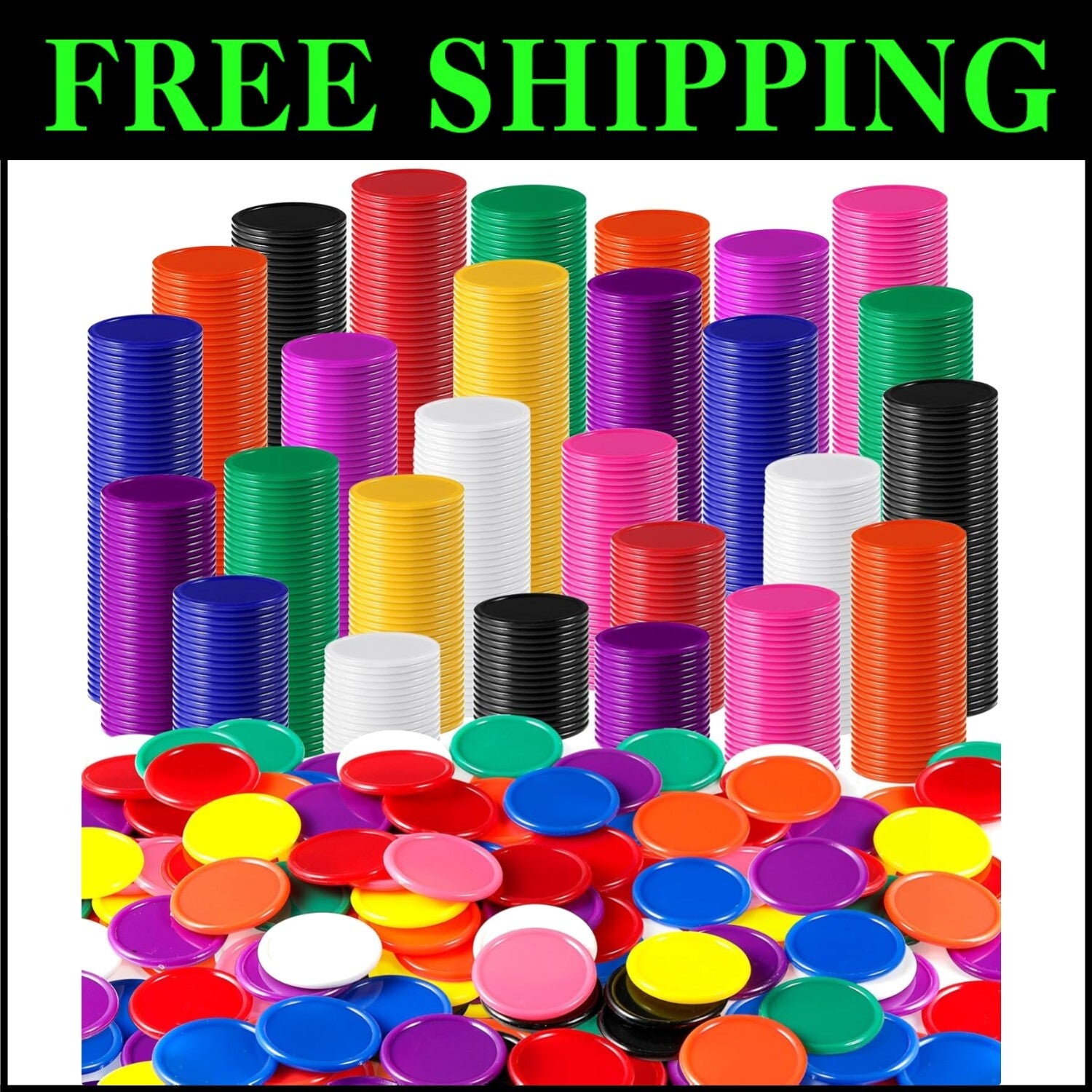 Engaging 1-Inch Bingo Chips - 2000 Colorful Disks for Math Practice & Games