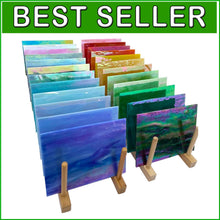 Load image into Gallery viewer, Vibrant 24-Piece Iridescent Stained Glass Pack for Mosaic Crafts - 6x4 Inch