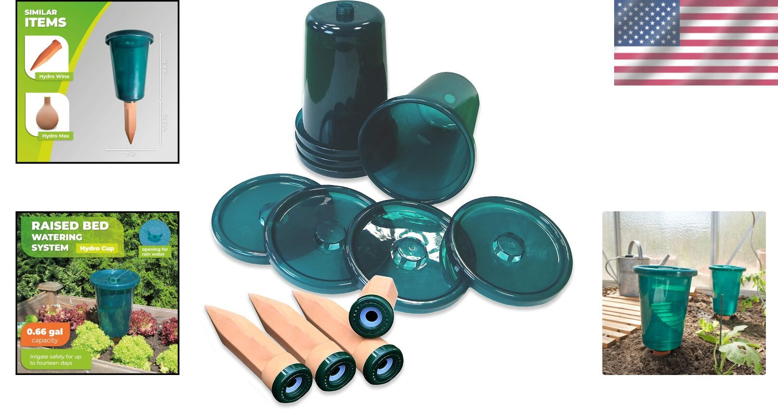 Eco-Friendly HYDRO CUP Planter Set - Water-Conserving 0.66 Gal System - 4 Pcs