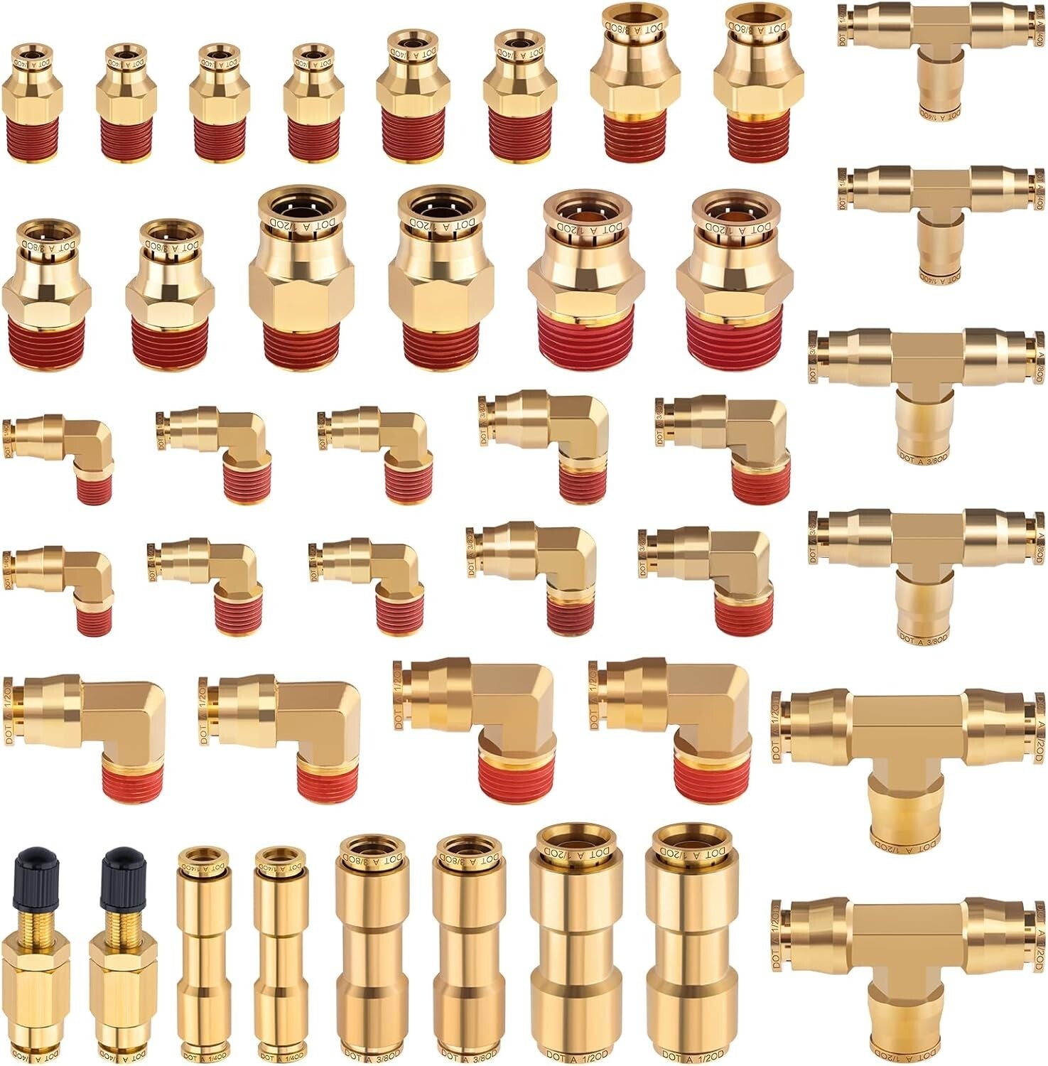 43 PCS Brass Air Brake Fittings Kit - Quick Connect & NPT Thread Assortment