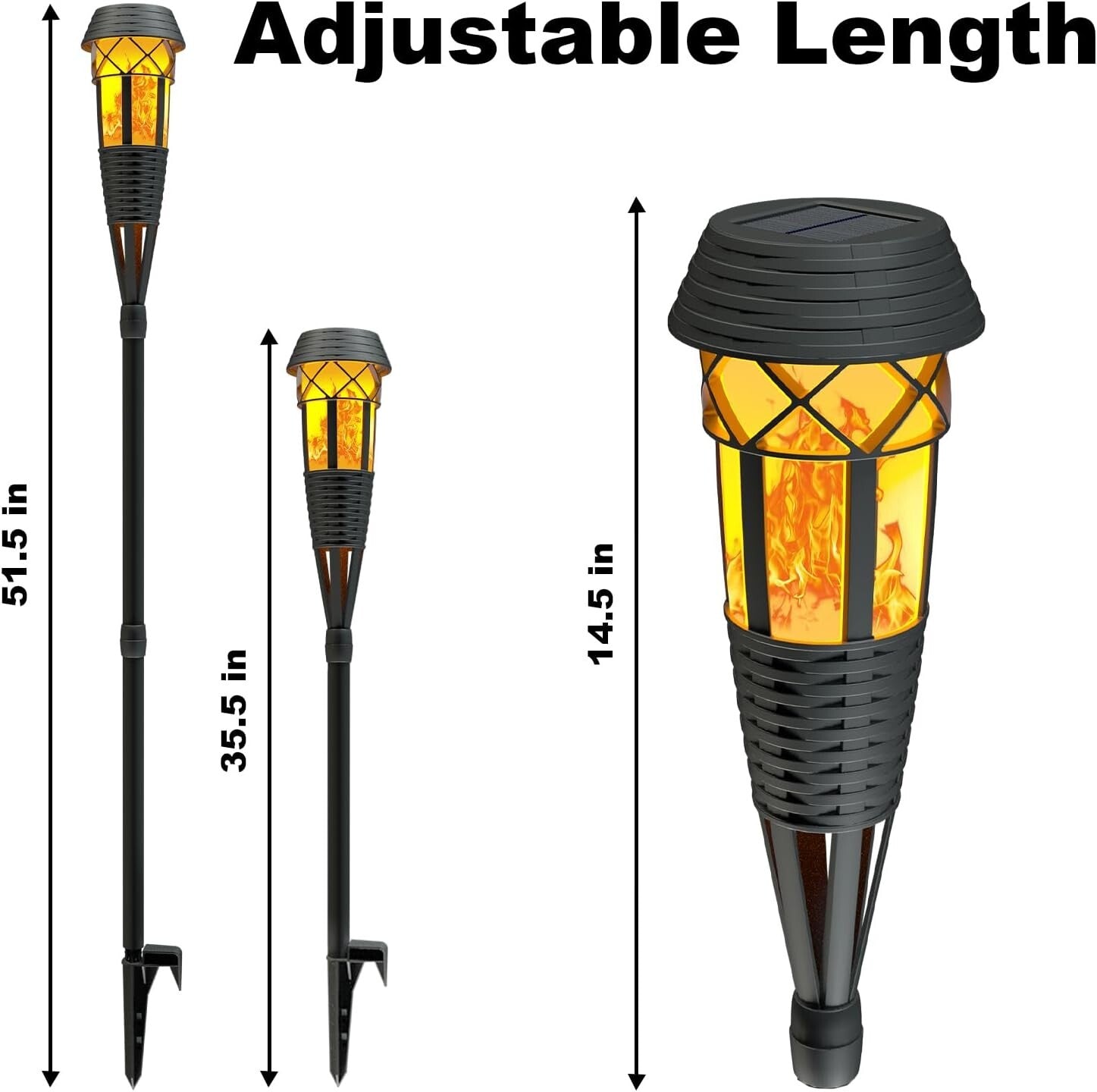 8 Count Set of Outdoor Waterproof Flickering Flame Solar Lights - Easy Install