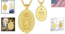 Load image into Gallery viewer, Unique 925 Sterling Silver &amp; Gold Miraculous Medal Pendant - Gift Box Included