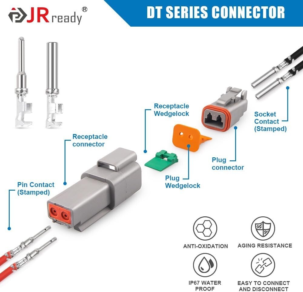 604PCS DT Deutsch Connector Kit - Versatile 2 to 12 Pin, AWG 14-18
