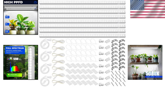 Self-Install 8-Pack LED Grow Light Strips - Ideal for Indoor Plants & Greenhouse