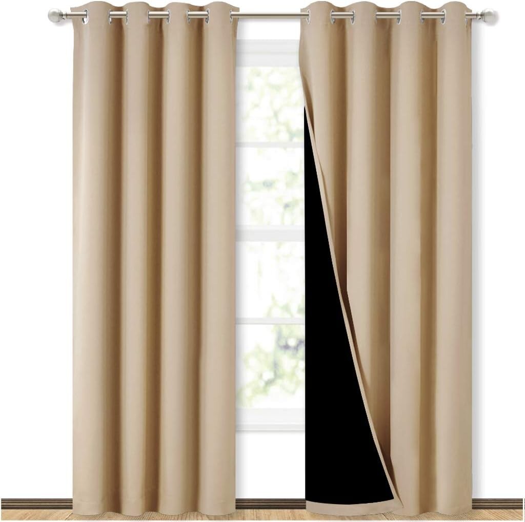 Elegant Biscotti Beige Blackout Drapes - Noise Reducing, Insulated Window Panels