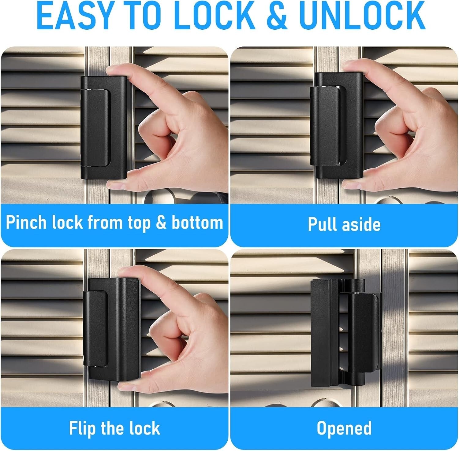 4-Pack Home Security Door Reinforcement Locks - Childproof and Easy to Install