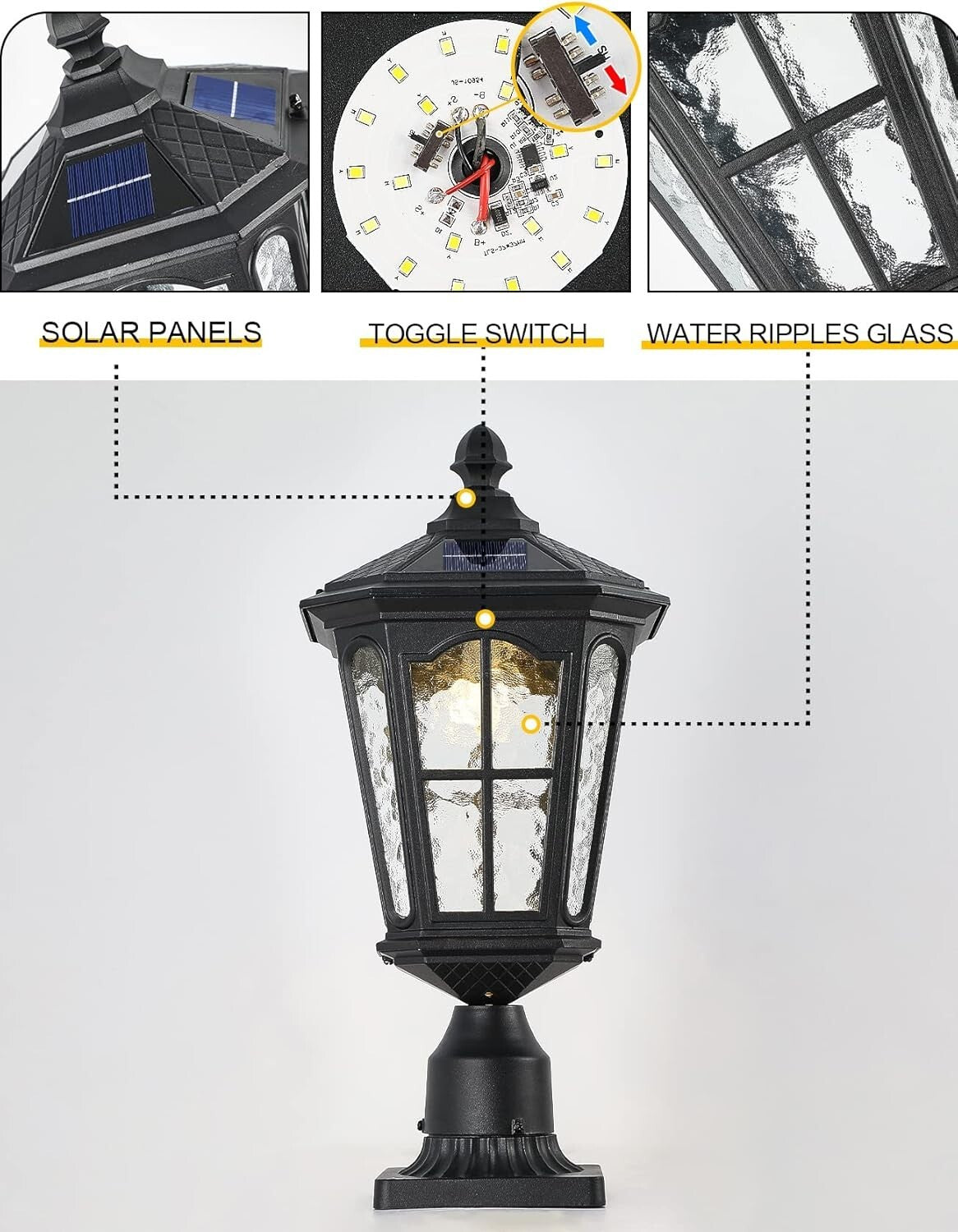 Versatile 20.5'' Solar LED Post Light with Classic Design for Outdoor Spaces