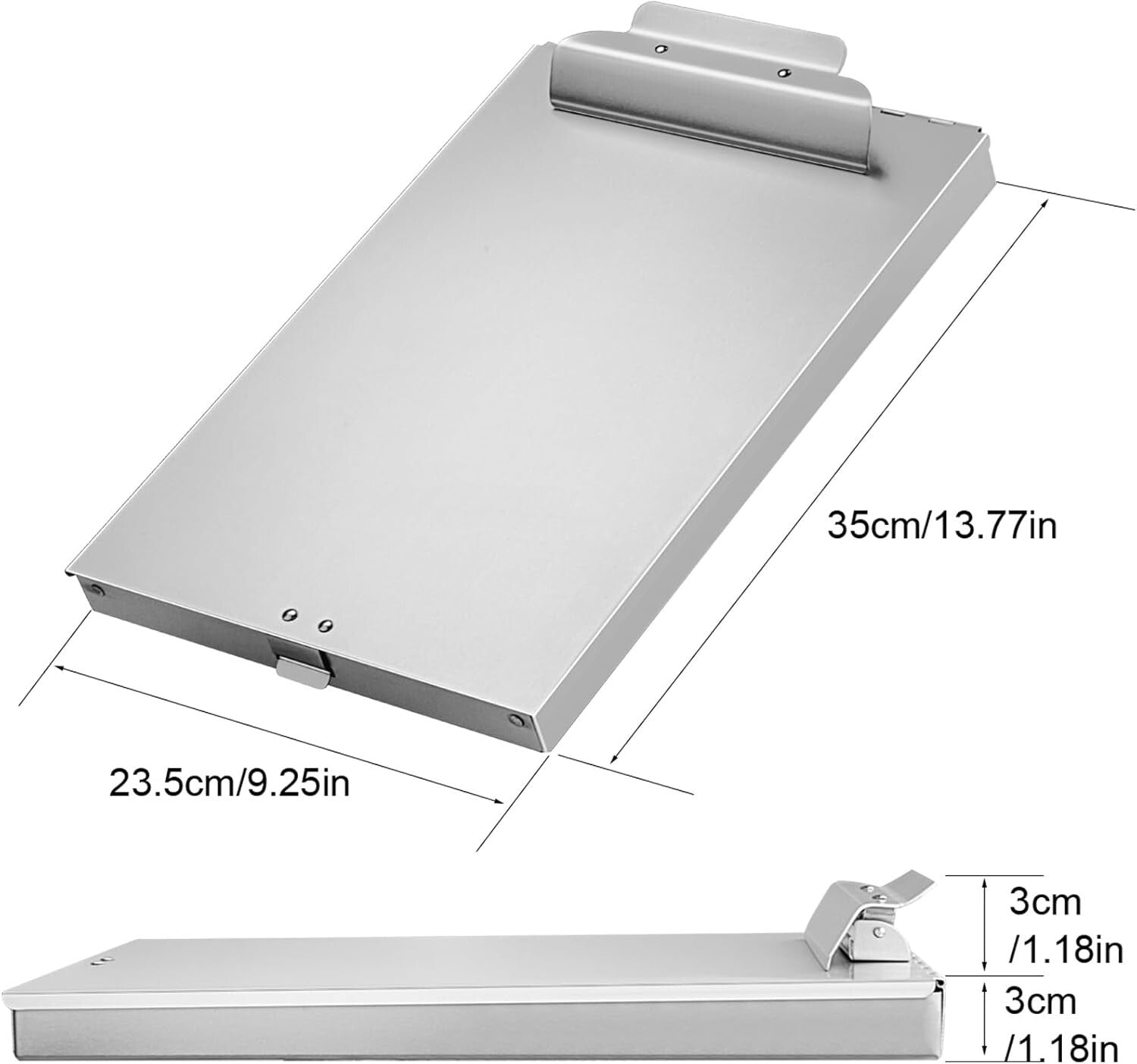 Style Meets Function: 2-Pack Portable Aluminum Clipboards with Storage, 8.5x11