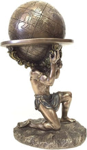 Load image into Gallery viewer, Freestanding 9 Inch Greek Titan Atlas Statue in Beautiful Matte Bronze Finish