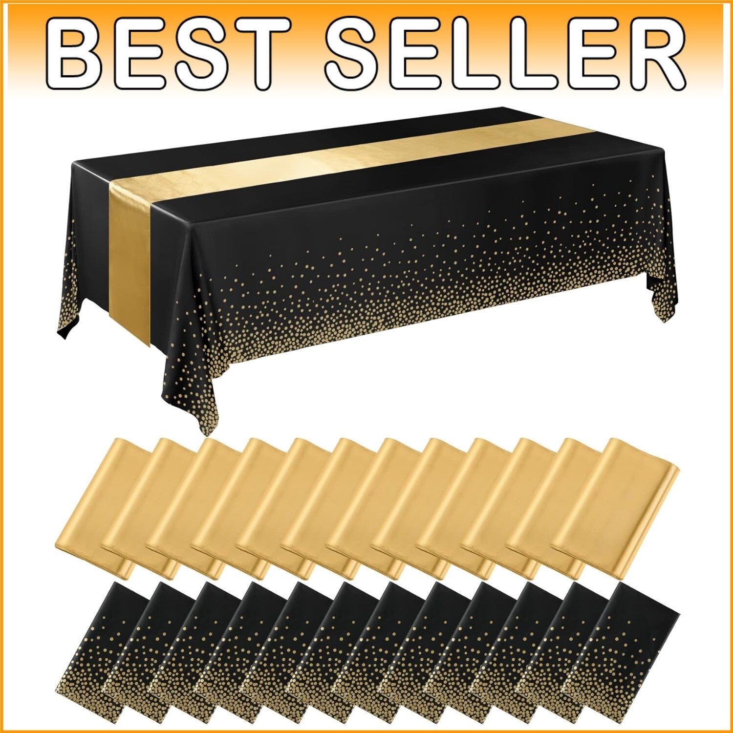 54x108 inch Black Disposable Tablecloths with Satin Runners for Luxurious Events