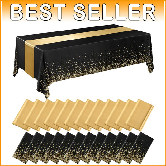 54x108 inch Black Disposable Tablecloths with Satin Runners for Luxurious Events
