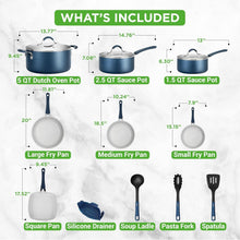 Load image into Gallery viewer, Durable 20-Piece Navy Kitchen Cookware Set - Induction Ready and Dishwasher Safe
