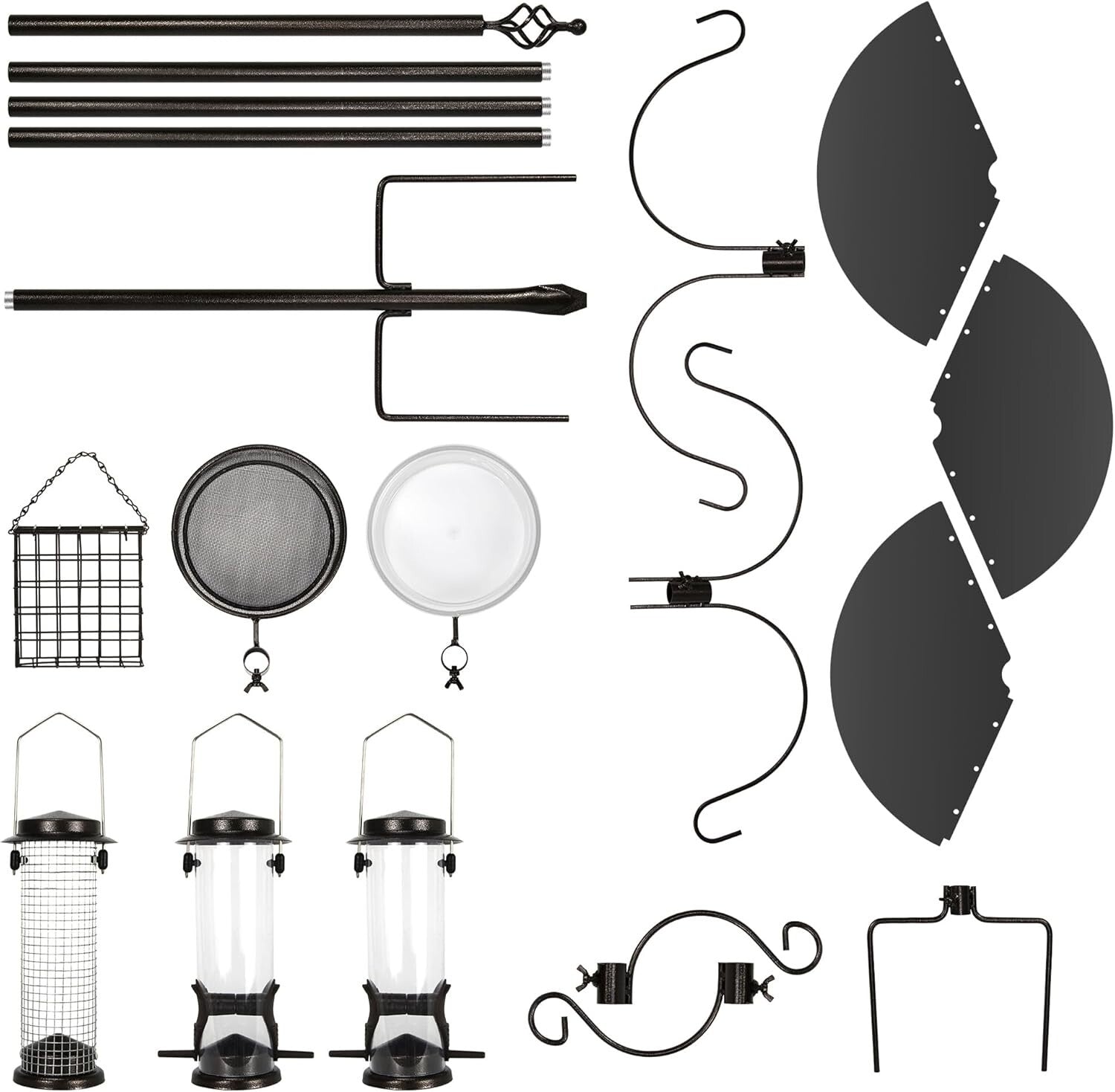 94-Inch Attracting Wild Birds Stand with 4 Feeders, Bath, & Squirrel Baffle