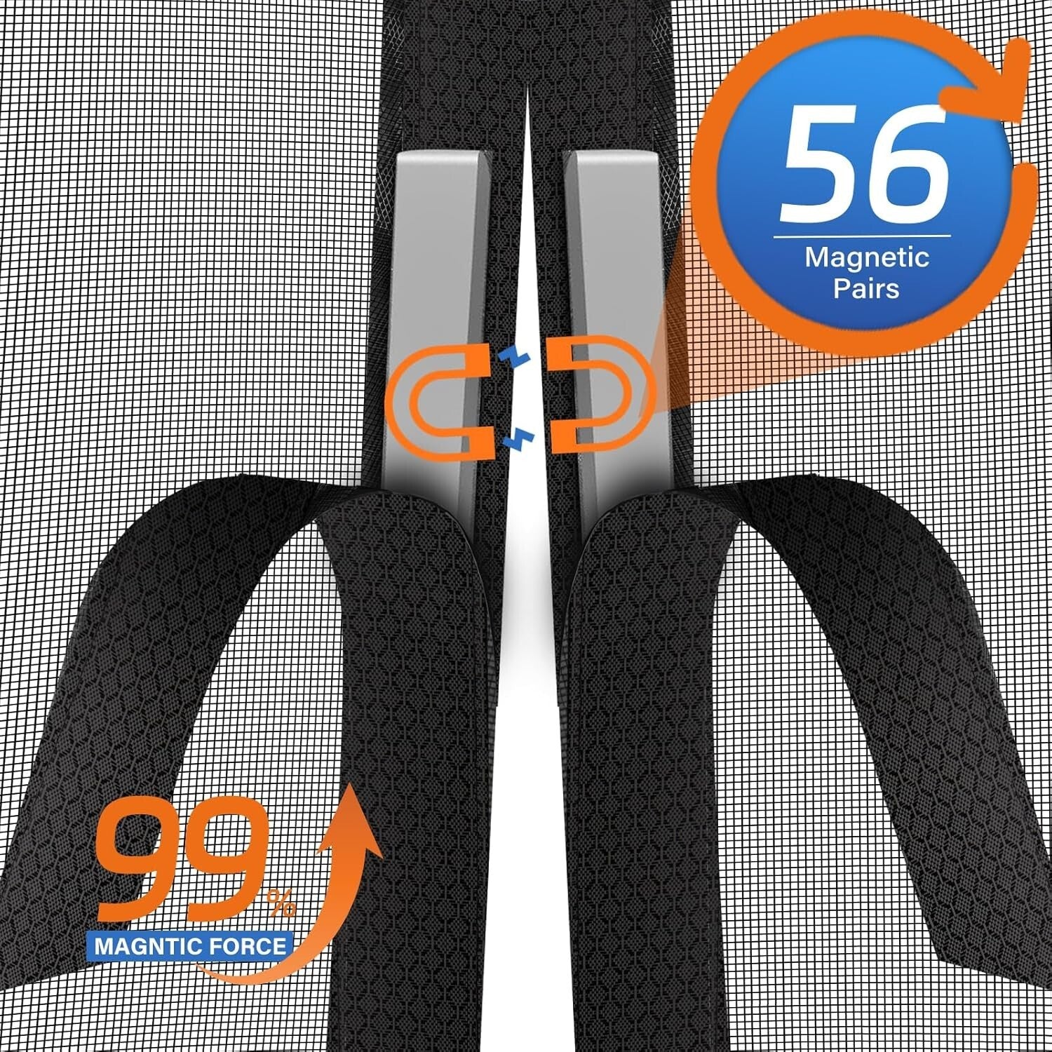 Third-Gen PET Magnetic Screen Door - Kid & Pet Friendly, Keeps Bugs Out 72x80