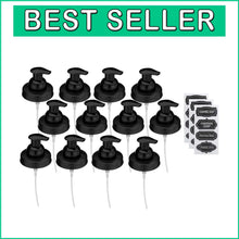 Load image into Gallery viewer, Durable Black Plastic Foaming Soap Lid Set for Mason Jars – Includes Stickers