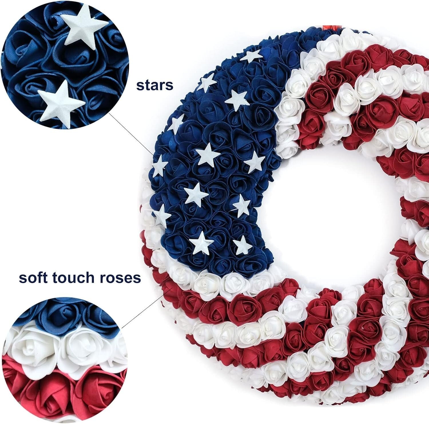 Elegant 18-Inch Indoor/Outdoor Patriotic Wreath - Ideal for Holiday Decoration