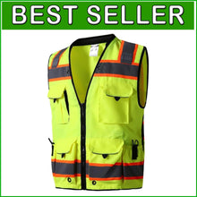 Load image into Gallery viewer, Professional Class 2 Safety Vest with Reflective Strips and 12 Tactical Pockets
