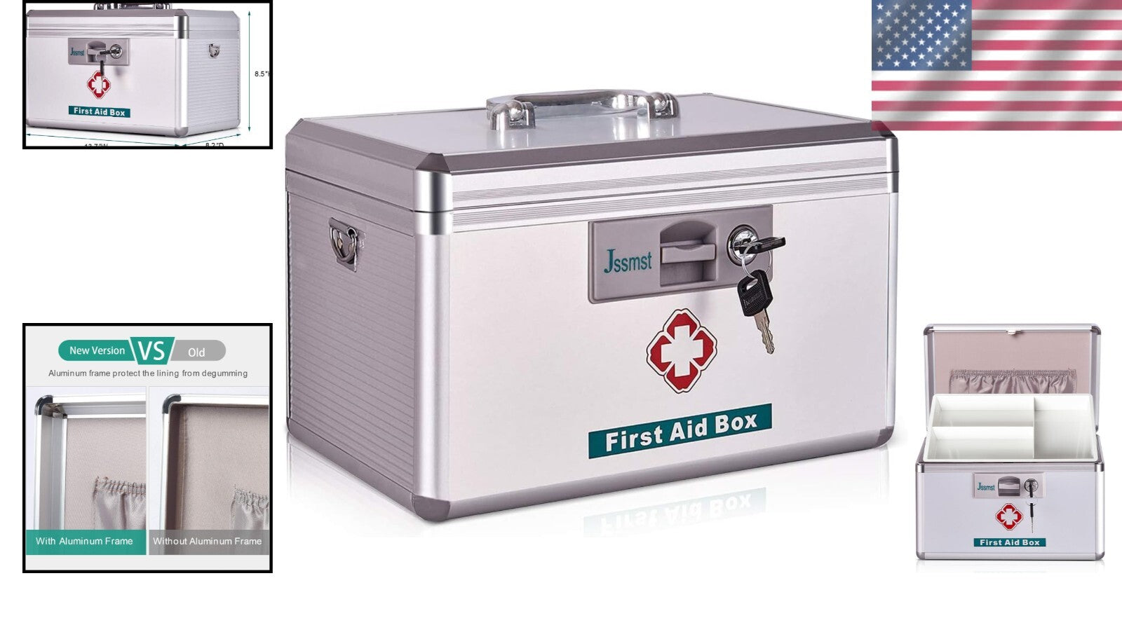 Lockable Aluminum Medicine Box with Key - Safe Storage for Home and Outdoor