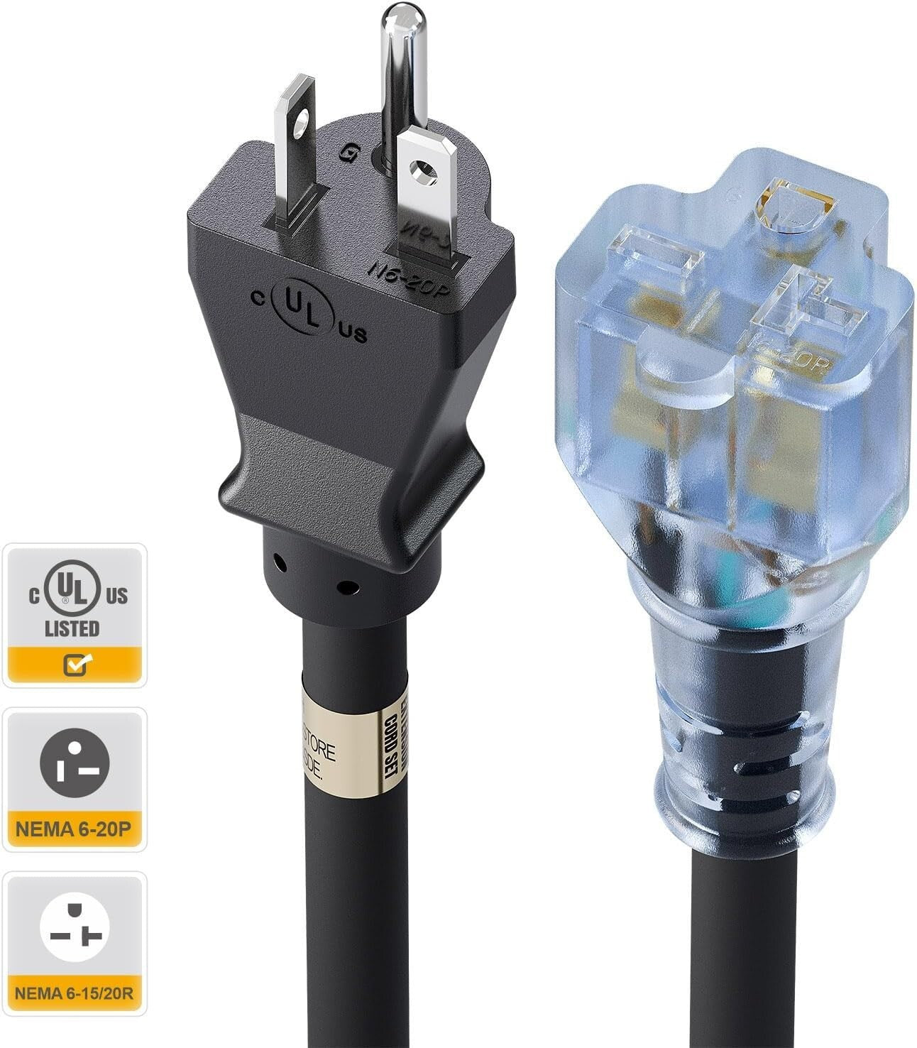 25-Feet / 7.65M Heavy Duty 20 Amp Nema 6-20P Extension Cord with Indicator Light