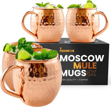 Load image into Gallery viewer, Premium Copper Moscow Mule Mugs - Set of 4 Large 16 oz for Stylish Entertaining