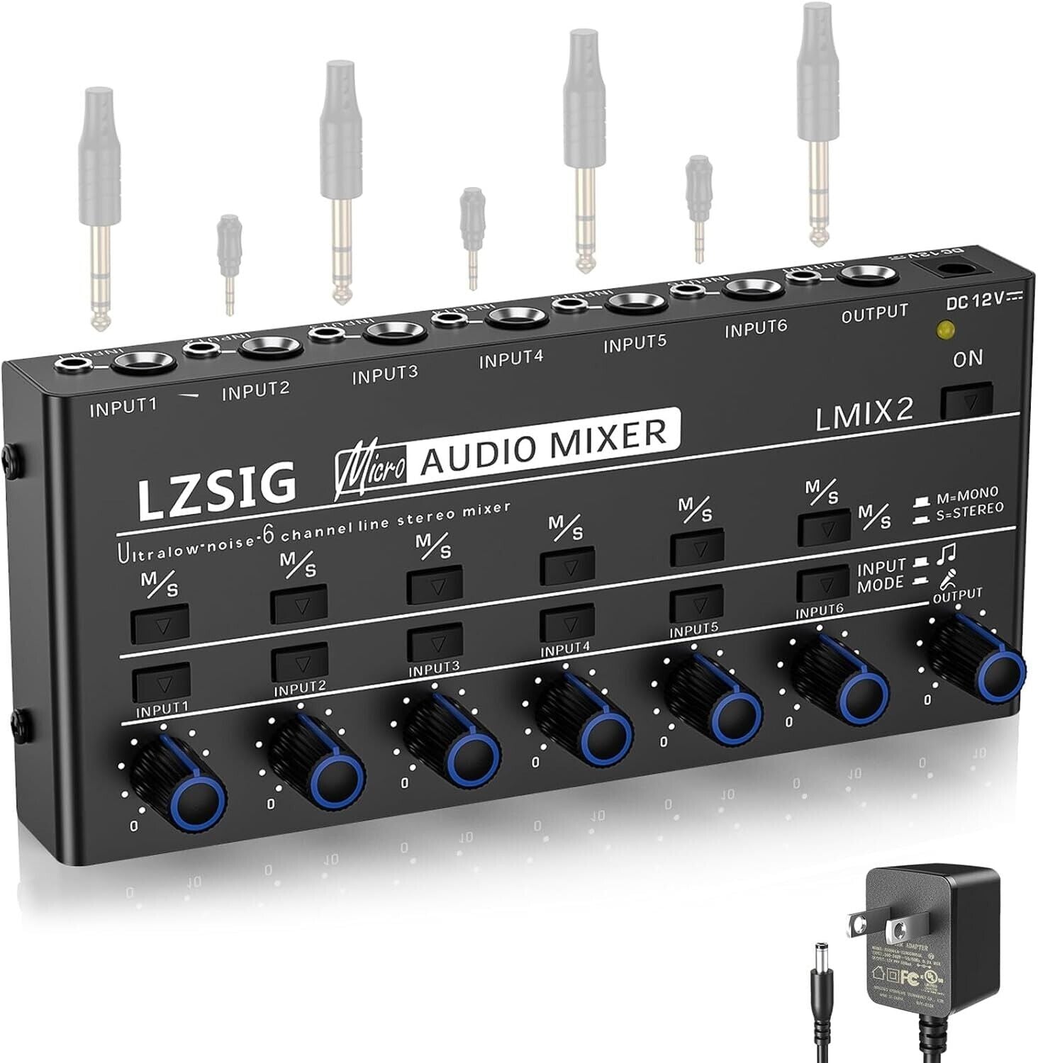 Professional 6-Channel Stereo Line Mixer with Dynamic Microphone Control