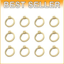 Load image into Gallery viewer, Versatile 12 Pcs Solid Brass Cabinet Ring Pulls - Gold Handles for DIY Projects