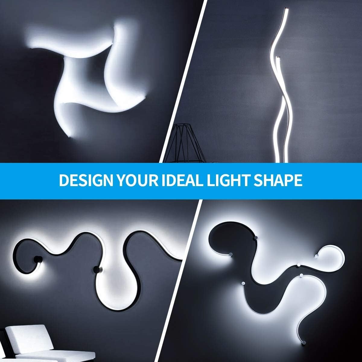 Customizable LED Strip Lights Kit with Dimmer - Ideal for Stylish Interiors