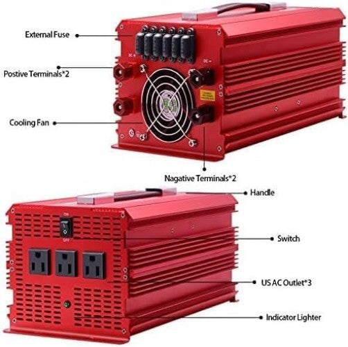 2000W Car Power Inverter with 3 AC Outlets - Durable for Camping & Outdoor Use