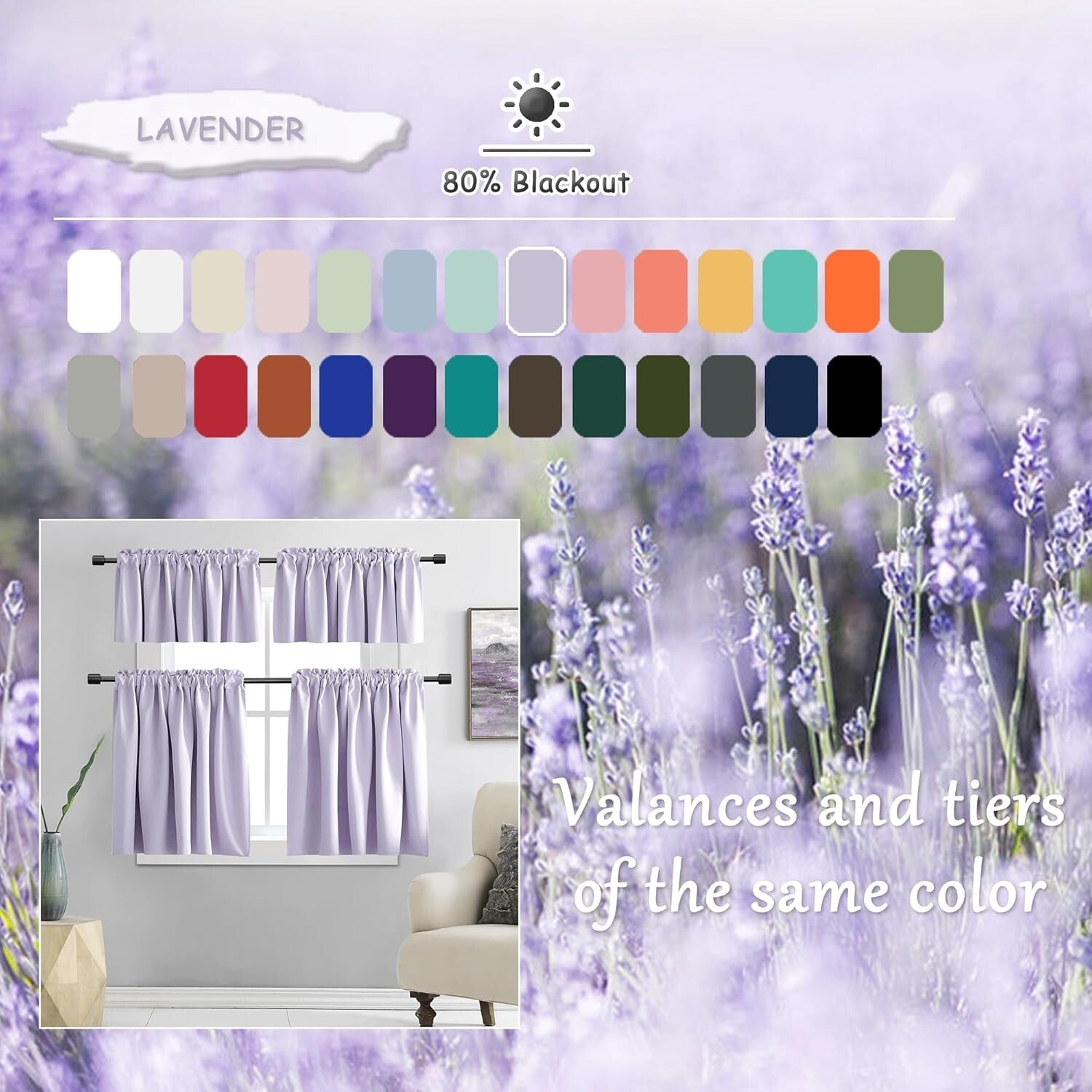 Elegant Lavender Blackout Curtain Panels - 96" Long, Ideal for Modern Home Decor