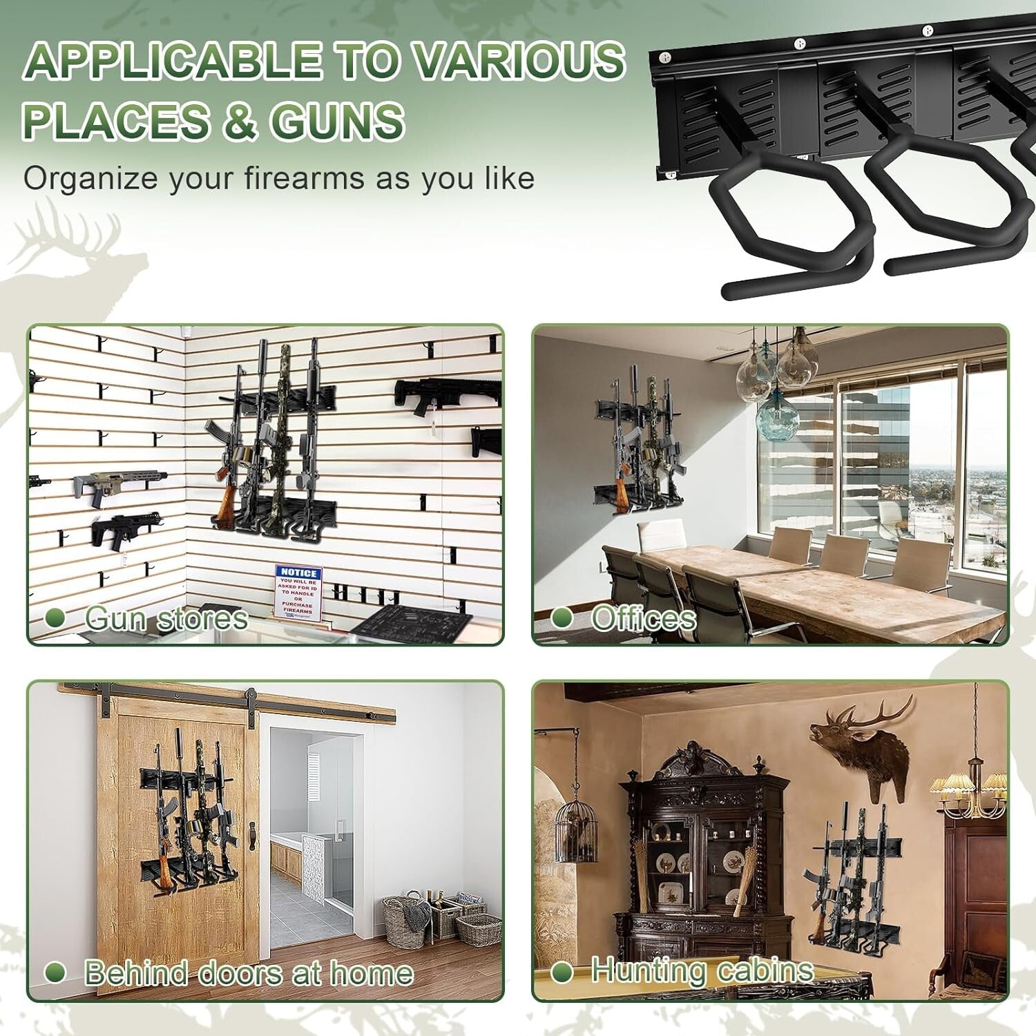 Durable Steel Wall-Mounted Gun Rack - Adjustable Display for Shotguns & Rifles