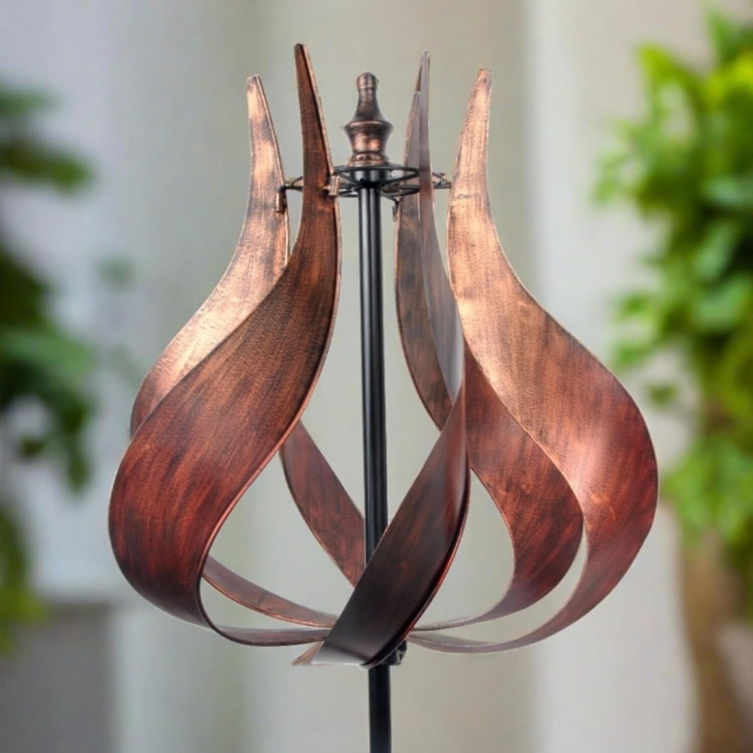 Kinetic Tulip Windmill Spinner - 70" Copper Garden Décor for Patios and Yards