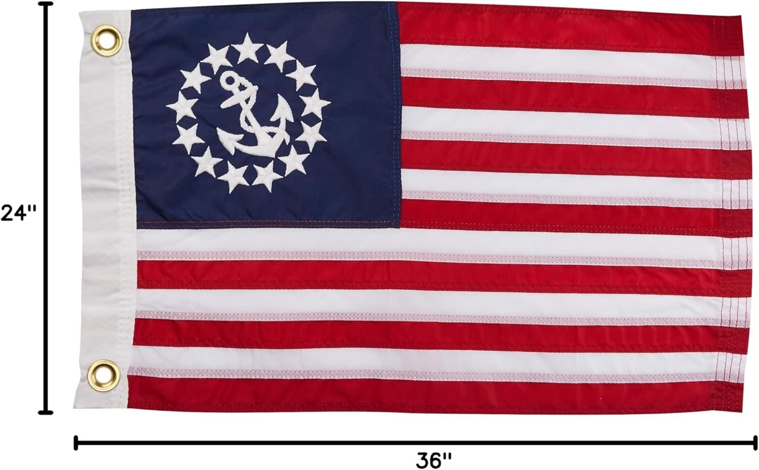 All-Weather 24x36 Inch Yacht Ensign Flag - Embroidered Stars and Stripes