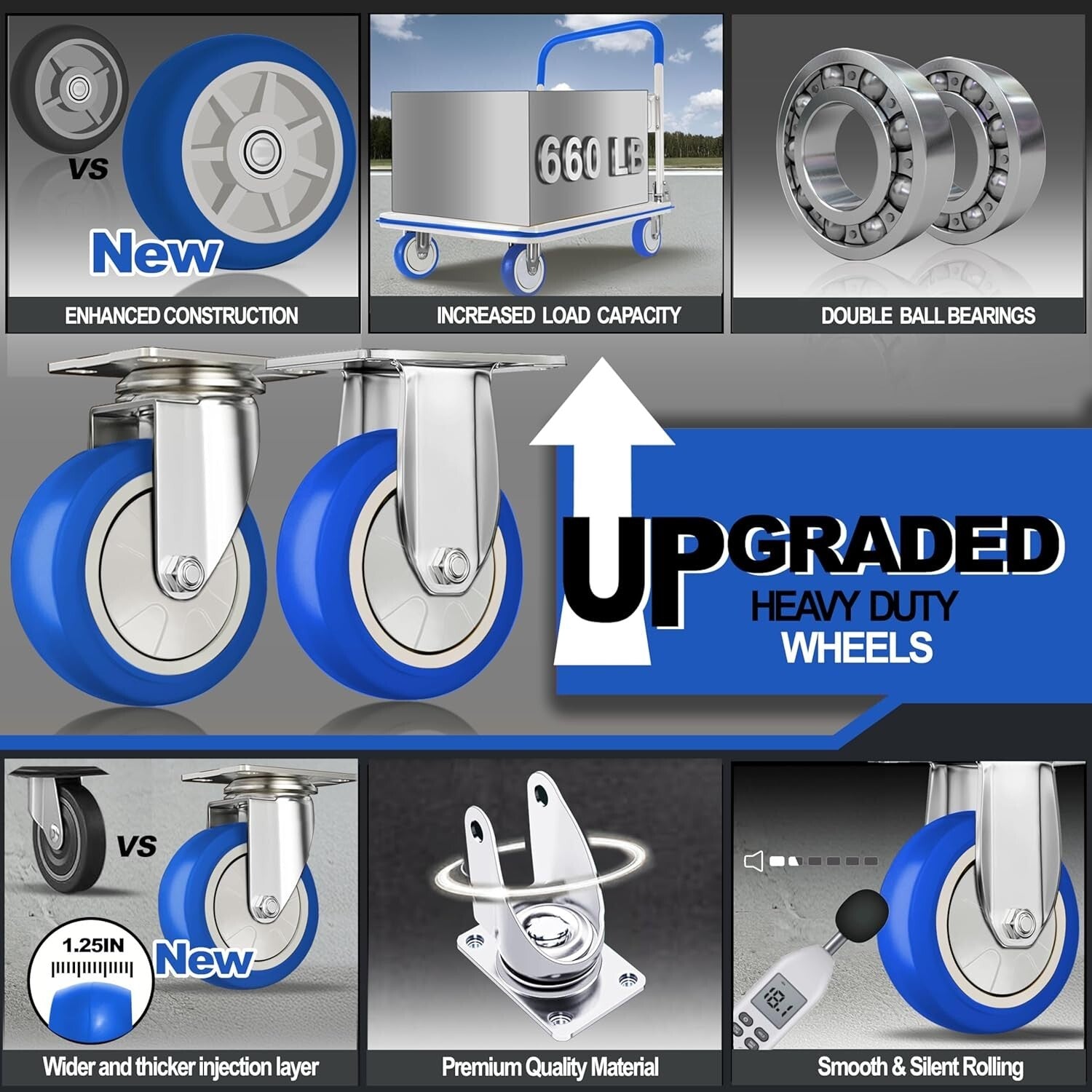 Easy-Store Heavy-Duty Dolly with 360° Wheels - Ideal for Moving & Transport