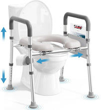 Load image into Gallery viewer, Elevated Toilet Seat Riser with Non-Slip Grip and Padded Armrests for Seniors