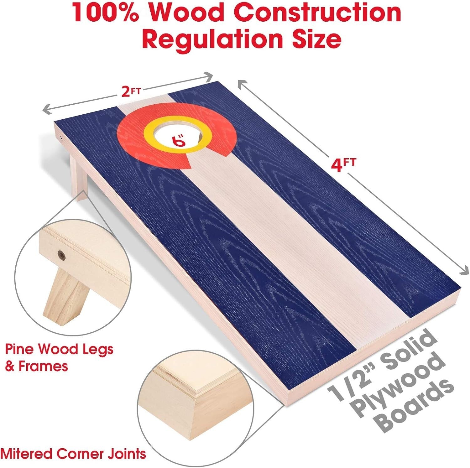 Complete 4x2 ft American & State Flag Cornhole Game Set with Carrying Case