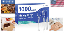Load image into Gallery viewer, Classic Clear Plastic Utensil Set - 1000-Piece Heavy Duty Forks, Spoons &amp; Knives