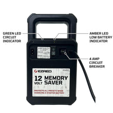 Load image into Gallery viewer, Compact 12V Memory Saver and Built-In Charger for Vehicle Maintenance - Black