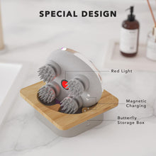 Load image into Gallery viewer, Rechargeable Portable Scalp Massager with Bamboo Base for Stress Relief Anywhere