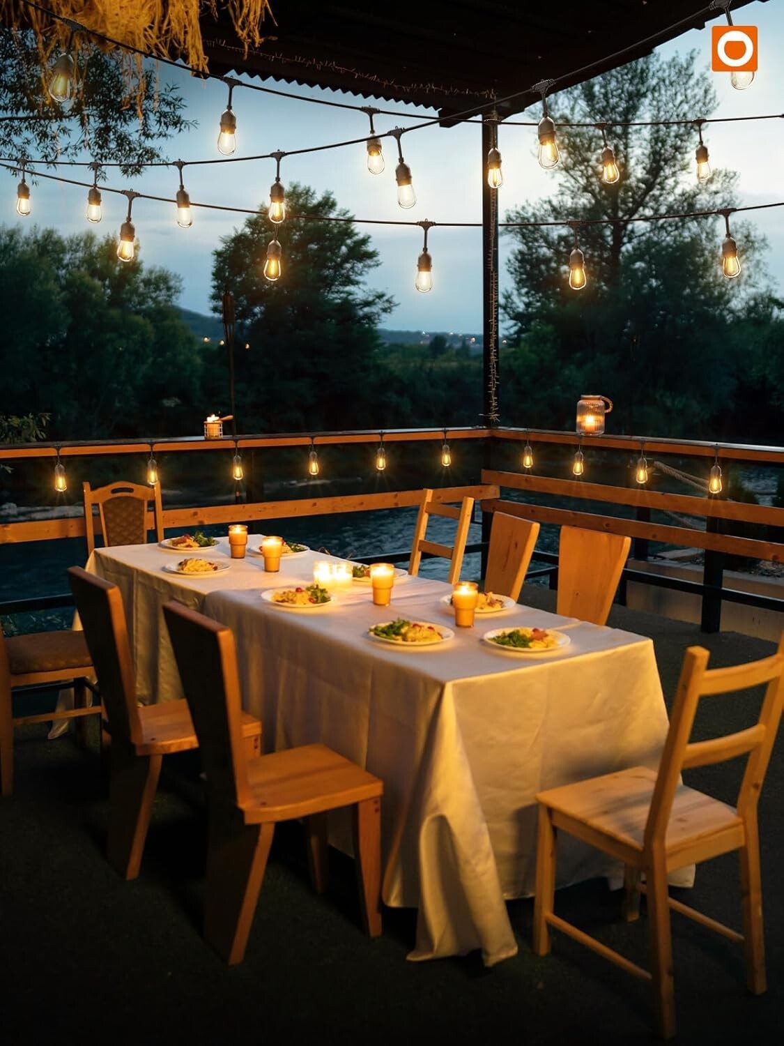 Elegant 48FT LED Outdoor String Lights with 25 Shatterproof Bulbs - Black Cord