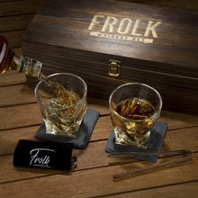 Load image into Gallery viewer, Sophisticated Whiskey Experience Set - 10 Steel Stones &amp; Elegant Crystal Glasses