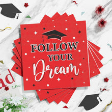 Load image into Gallery viewer, Premium Disposable Graduation Dinnerware for 25 Guests - Red &amp; Black Elegance