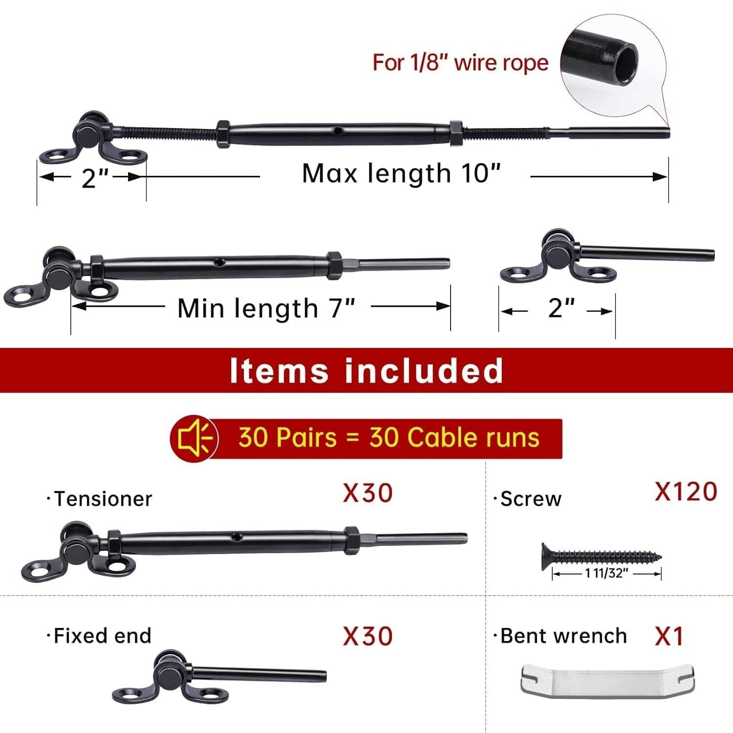 Multi-Angle 1/8" Cable Railing Hardware Kit - Stainless Steel Adjustable System