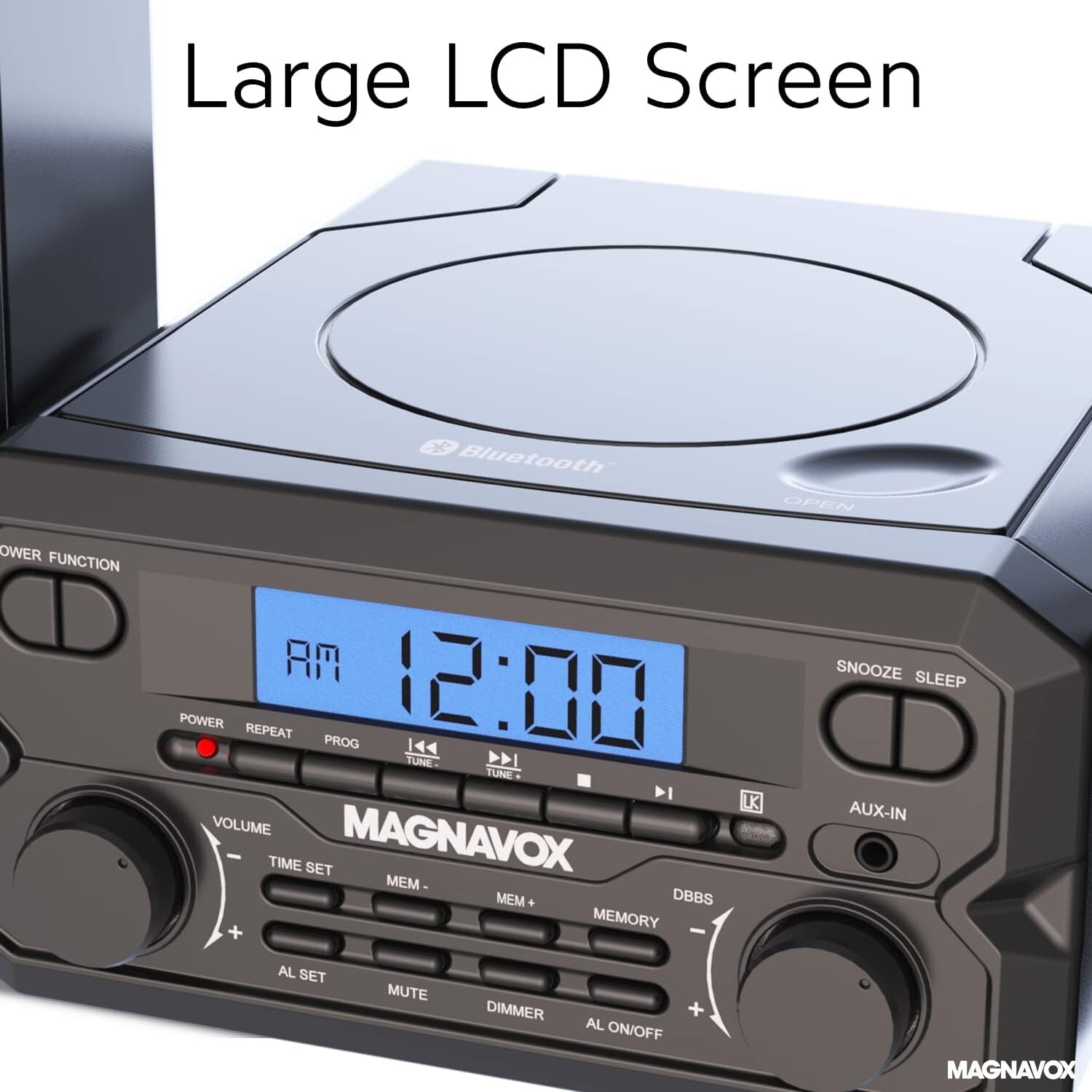 Bluetooth-FM Stereo CD Shelf System with Remote & LCD - Modern Black Design