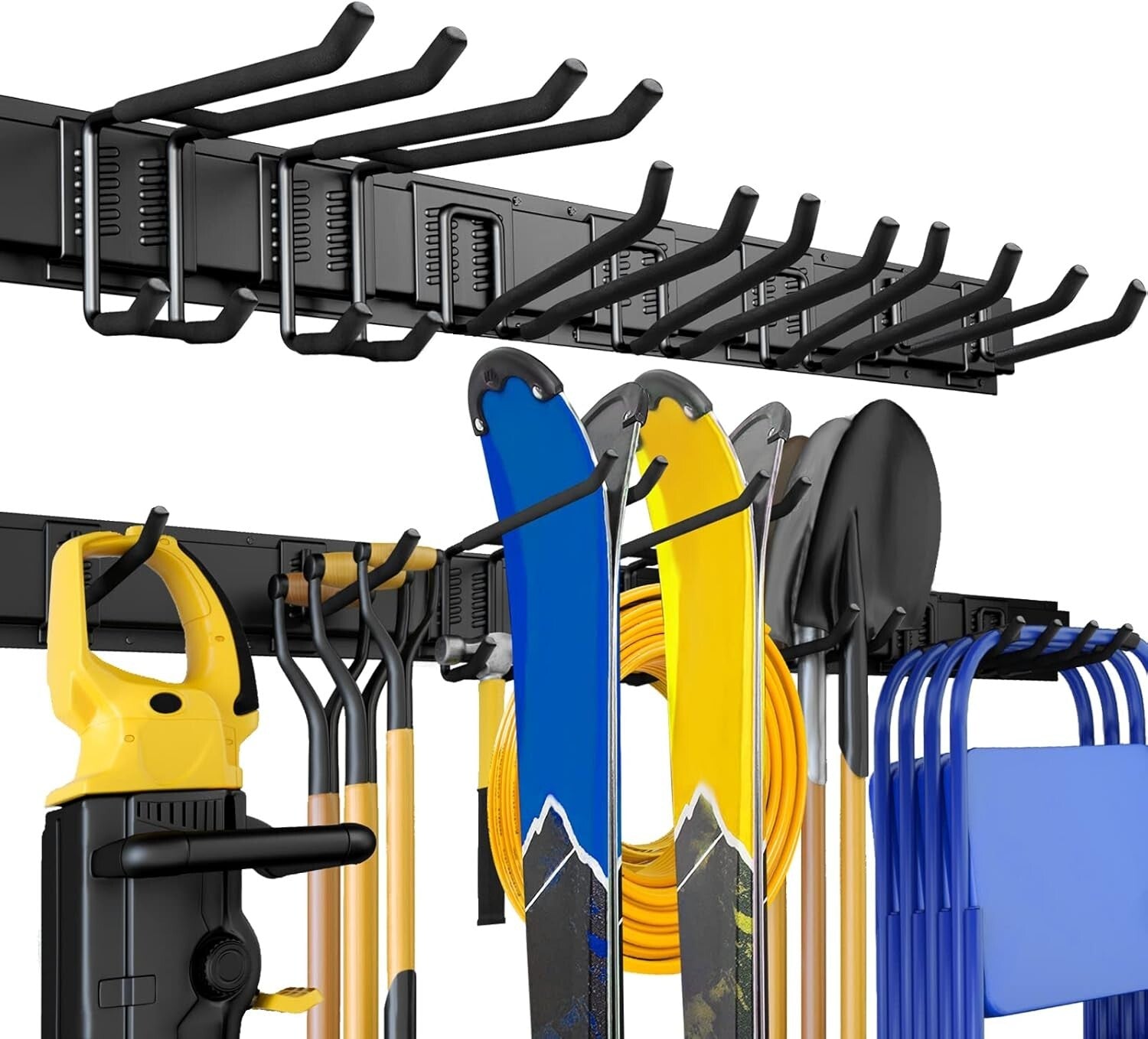 Effortless Tool Organization: 48-Inch Wall-Mounted Rack with Adjustable Hooks