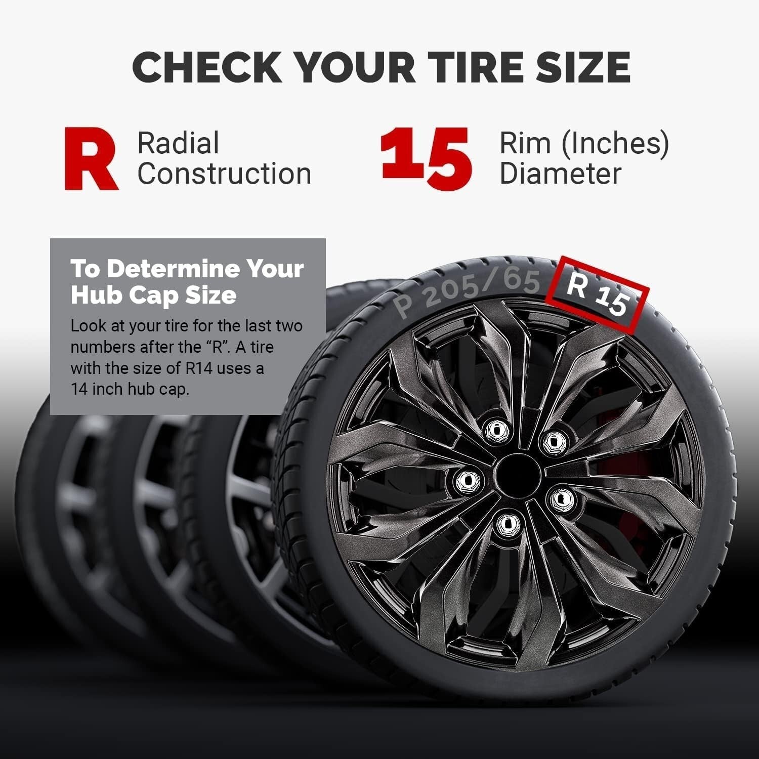 Durable 15-Inch Universal Hubcaps – Spyder Gunmetal Grey Fit for All Vehicles