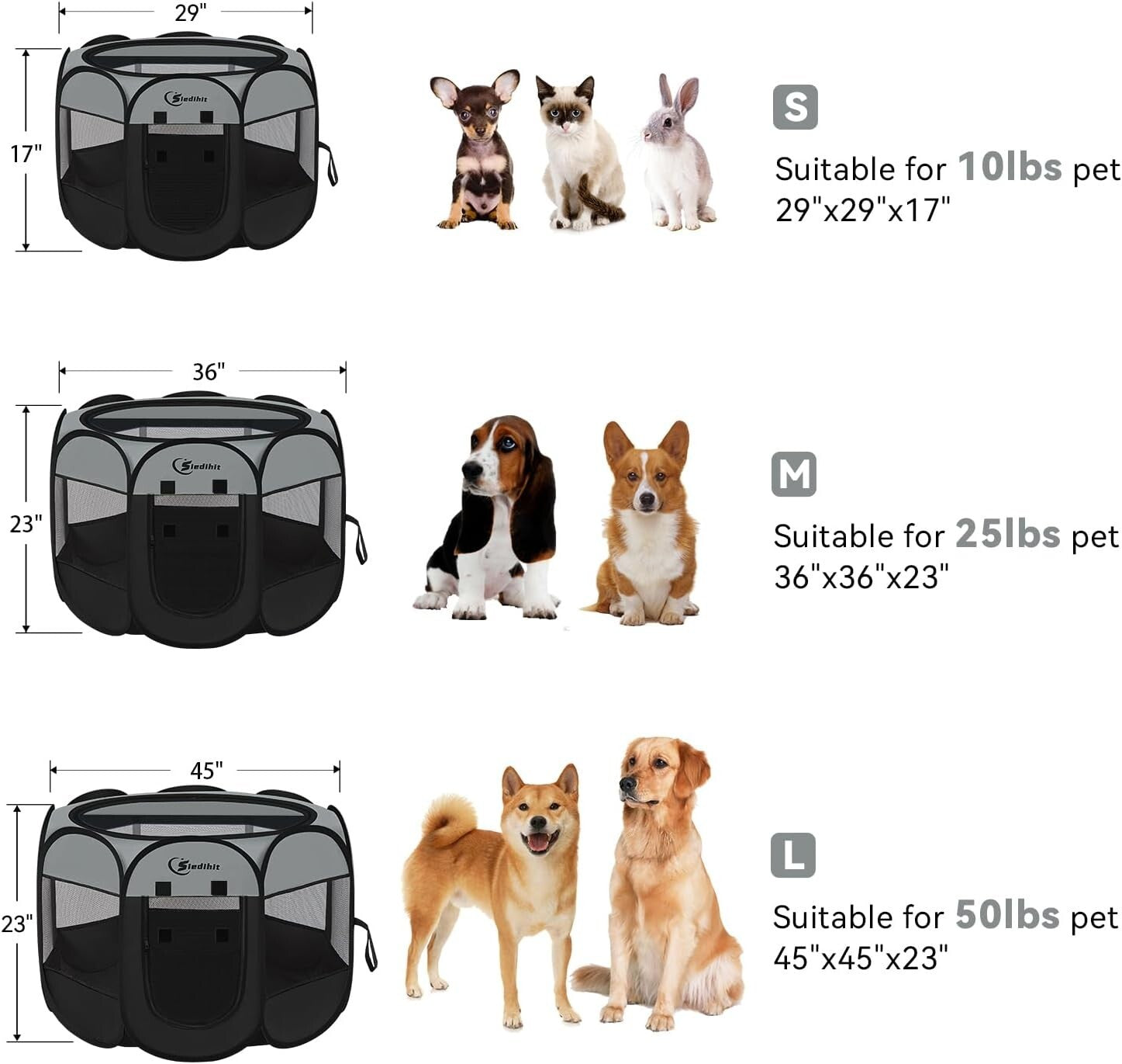 360-Degree Views Dark Grey Puppy Playpen - Portable and Waterproof for All Pets