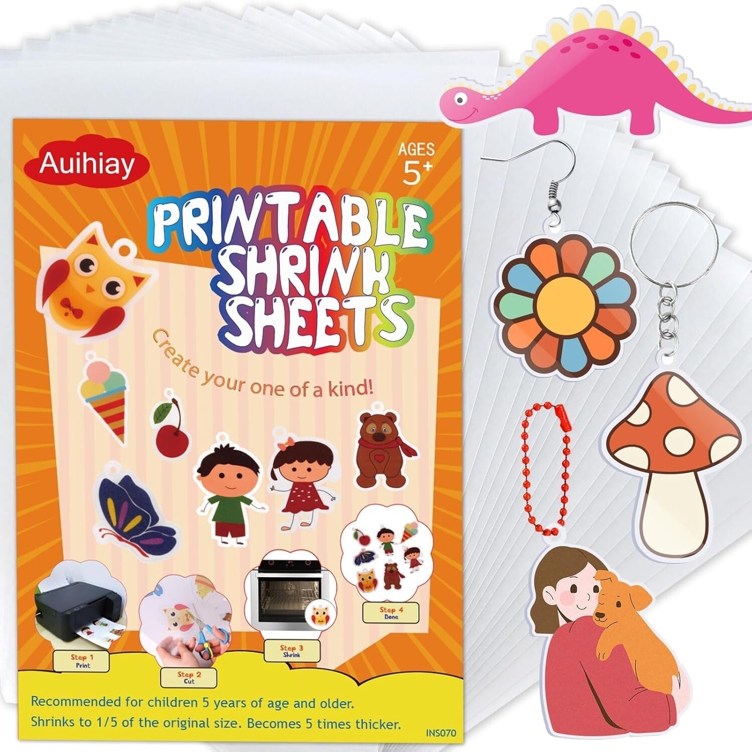 50 Sheets Printable Shrink Plastic - DIY Craft Kit for Creative Projects