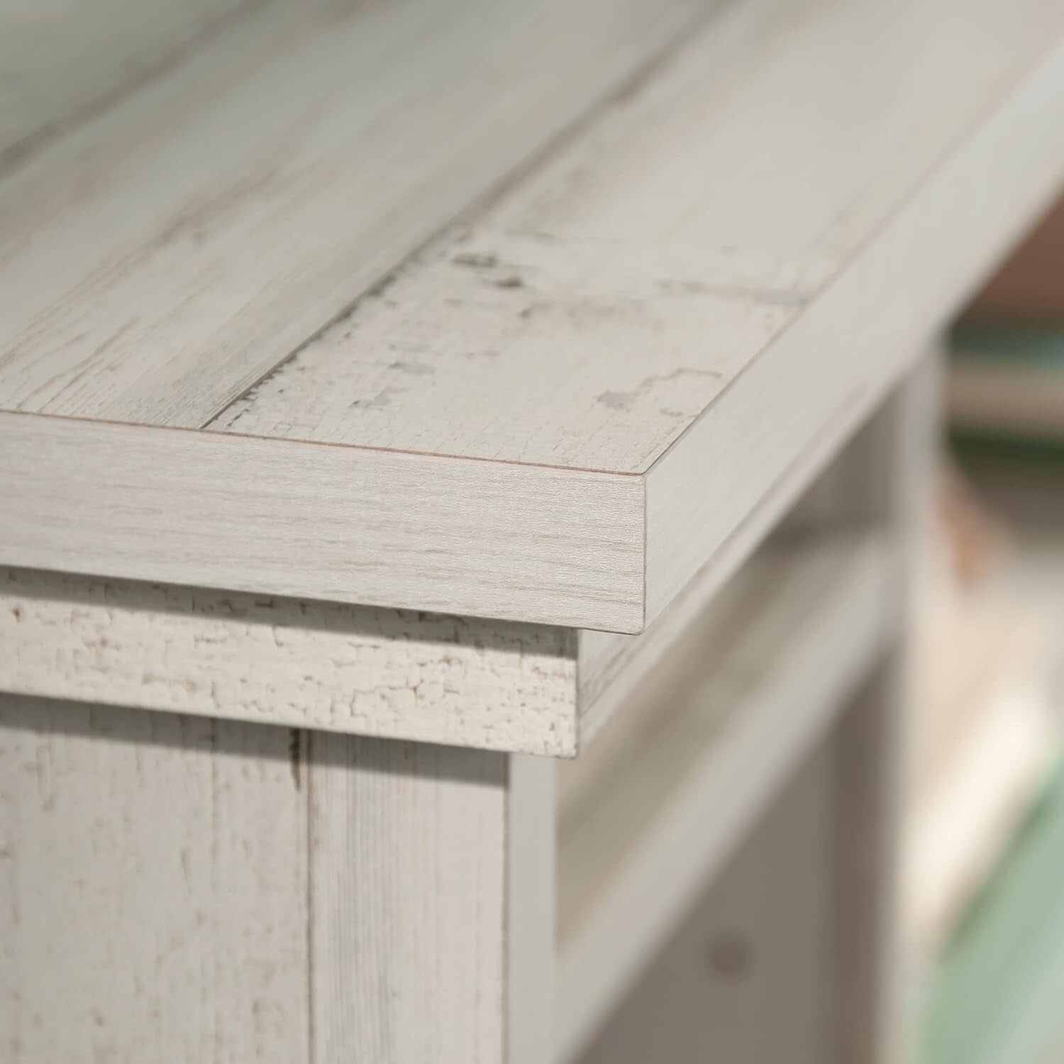 Farmhouse Chic Queen and Full Headboard with Adjustable Shelves - White Plank