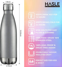 Load image into Gallery viewer, Reusable 17oz Vacuum Insulated Bottles - Gray Stainless Steel Sports Hydration